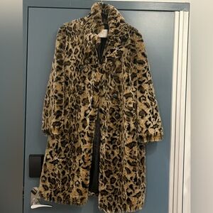 Zara Leopard Print Faux Fur Coat